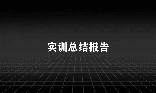 实训总结报告
