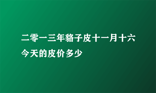 二零一三年貉子皮十一月十六今天的皮价多少
