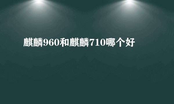 麒麟960和麒麟710哪个好