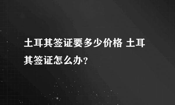 土耳其签证要多少价格 土耳其签证怎么办？