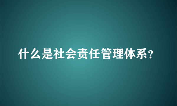 什么是社会责任管理体系？