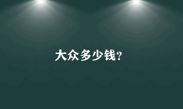 大众多少钱？