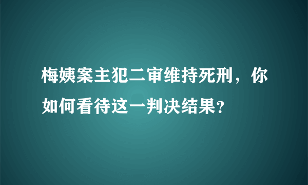 梅姨案主犯二审维持死刑，你如何看待这一判决结果？