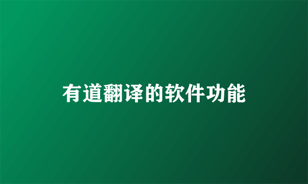 有道翻译的软件功能