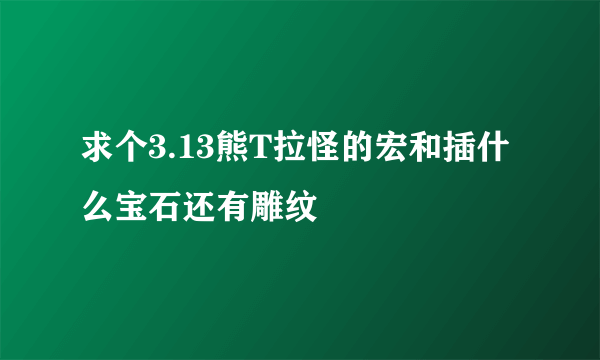求个3.13熊T拉怪的宏和插什么宝石还有雕纹