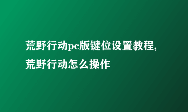 荒野行动pc版键位设置教程,荒野行动怎么操作