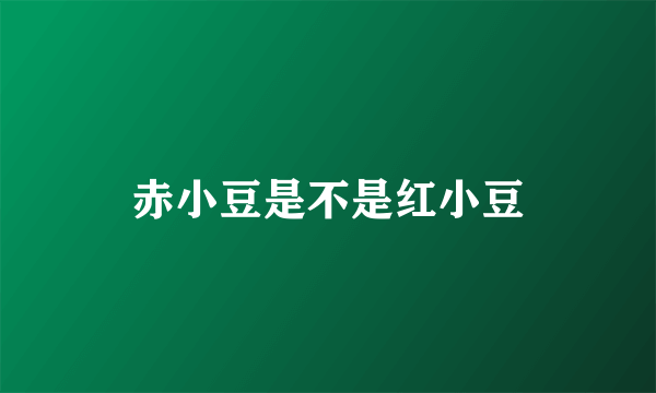 赤小豆是不是红小豆