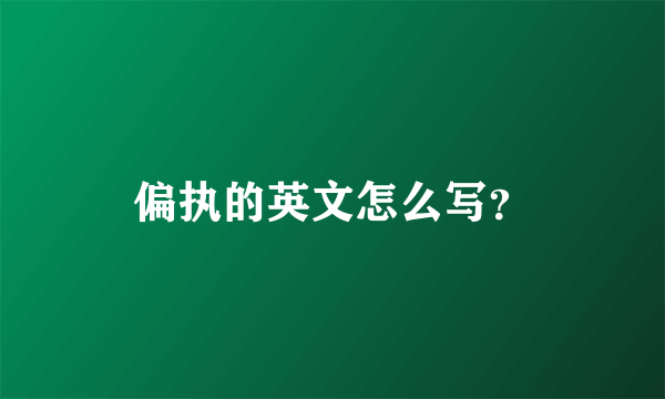 偏执的英文怎么写？