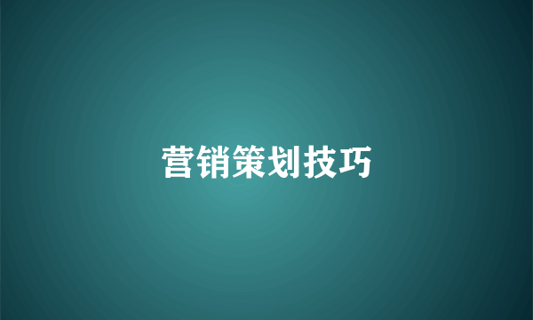 营销策划技巧