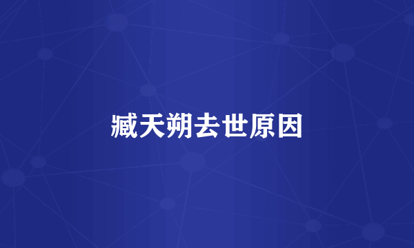臧天朔去世原因