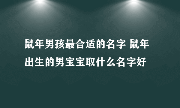 鼠年男孩最合适的名字 鼠年出生的男宝宝取什么名字好