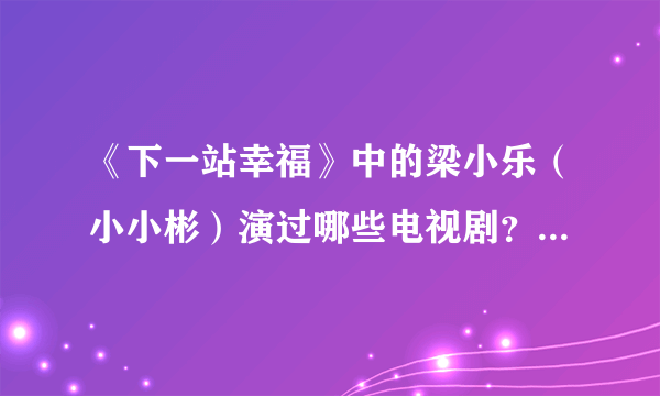 《下一站幸福》中的梁小乐（小小彬）演过哪些电视剧？？？？？？、、