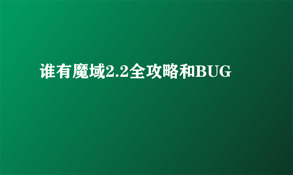 谁有魔域2.2全攻略和BUG