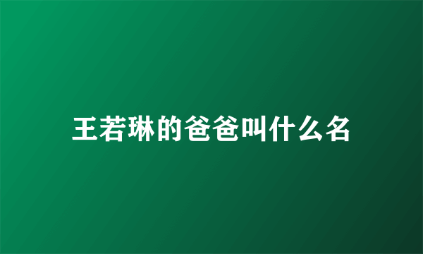 王若琳的爸爸叫什么名