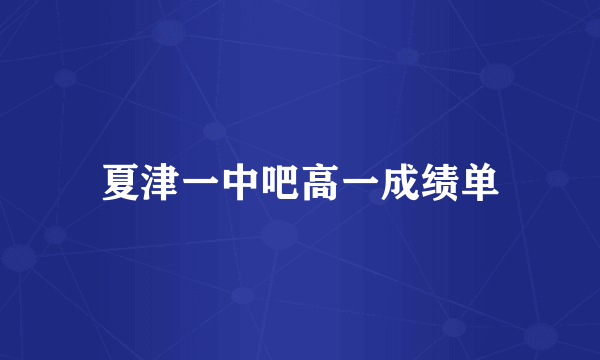 夏津一中吧高一成绩单