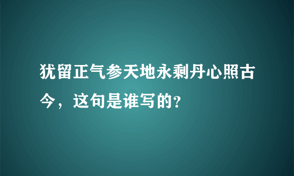 犹留正气参天地永剩丹心照古今，这句是谁写的？
