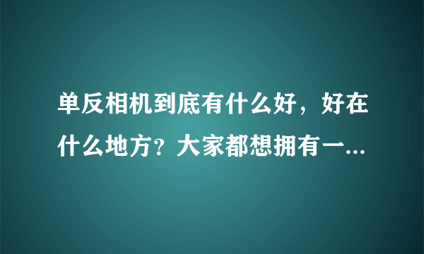 单反相机到底有什么好，好在什么地方？大家都想拥有一部。难道不觉得操作复杂吗？