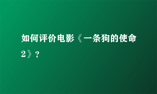 如何评价电影《一条狗的使命2》？