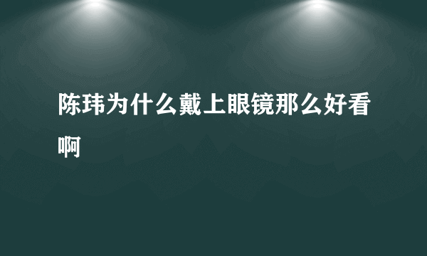 陈玮为什么戴上眼镜那么好看啊