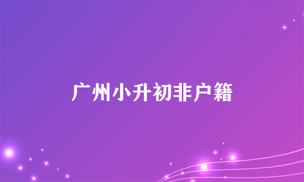 广州小升初非户籍