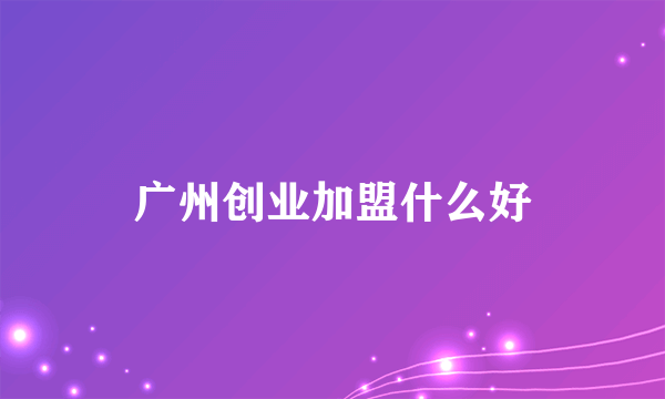 广州创业加盟什么好