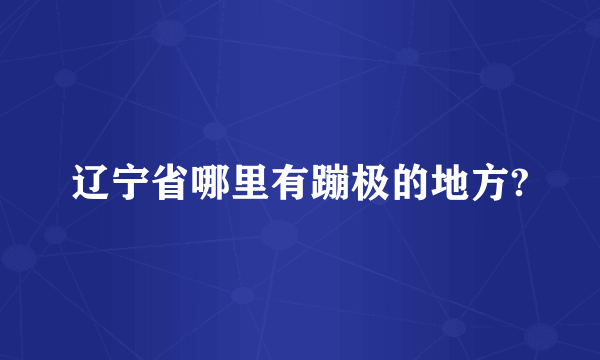 辽宁省哪里有蹦极的地方?