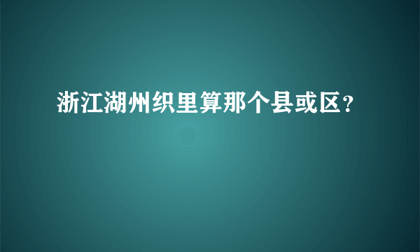 浙江湖州织里算那个县或区？