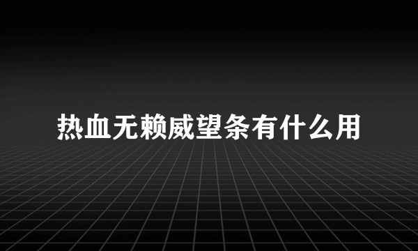 热血无赖威望条有什么用