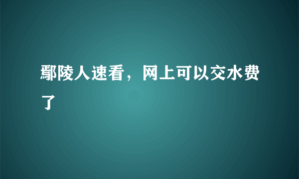 鄢陵人速看，网上可以交水费了