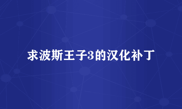 求波斯王子3的汉化补丁