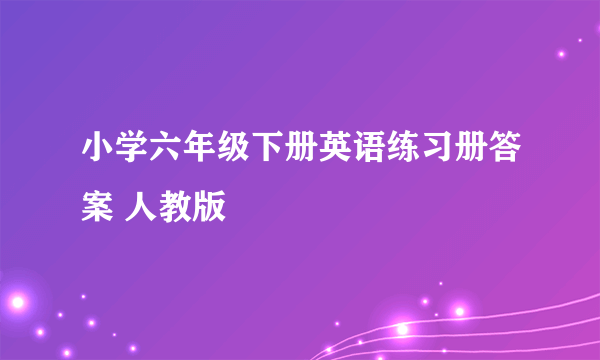 小学六年级下册英语练习册答案 人教版
