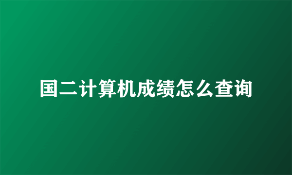 国二计算机成绩怎么查询