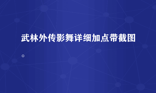 武林外传影舞详细加点带截图。