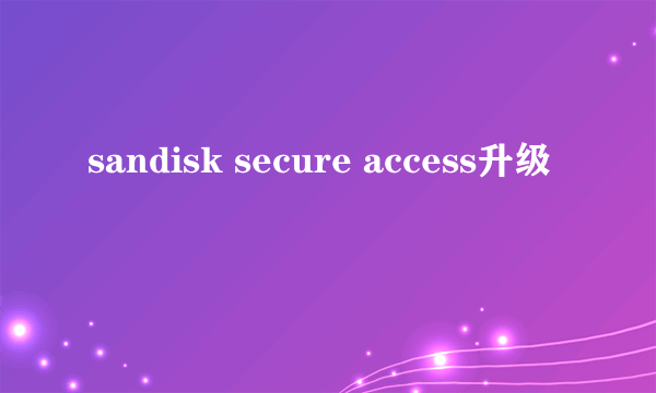 sandisk secure access升级