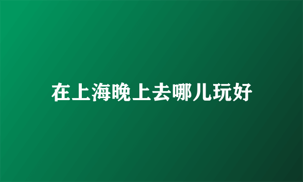 在上海晚上去哪儿玩好