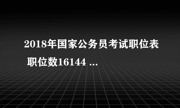 2018年国家公务员考试职位表 职位数16144 招考人数28533