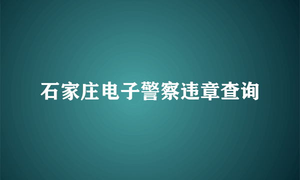 石家庄电子警察违章查询