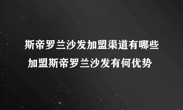 斯帝罗兰沙发加盟渠道有哪些 加盟斯帝罗兰沙发有何优势