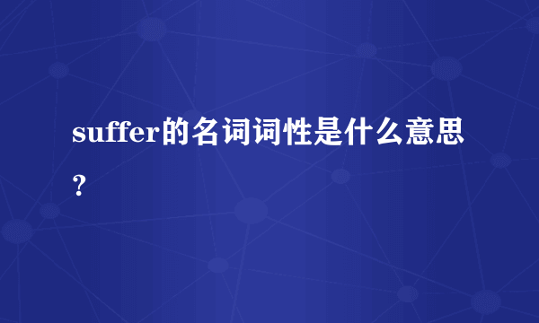 suffer的名词词性是什么意思?