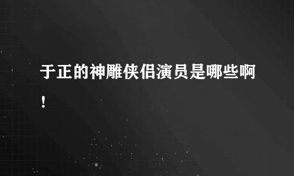 于正的神雕侠侣演员是哪些啊！