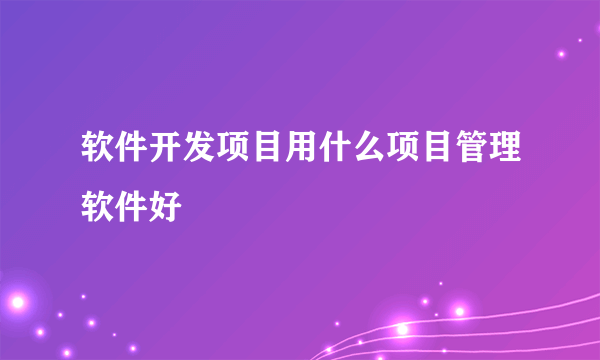 软件开发项目用什么项目管理软件好