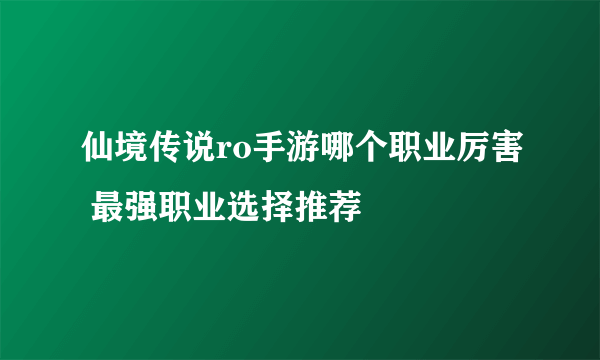 仙境传说ro手游哪个职业厉害 最强职业选择推荐