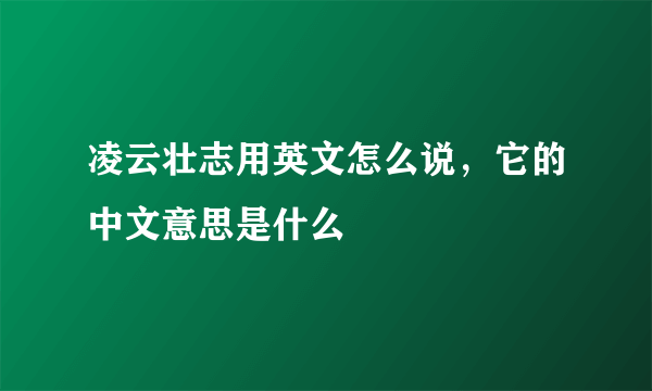 凌云壮志用英文怎么说，它的中文意思是什么