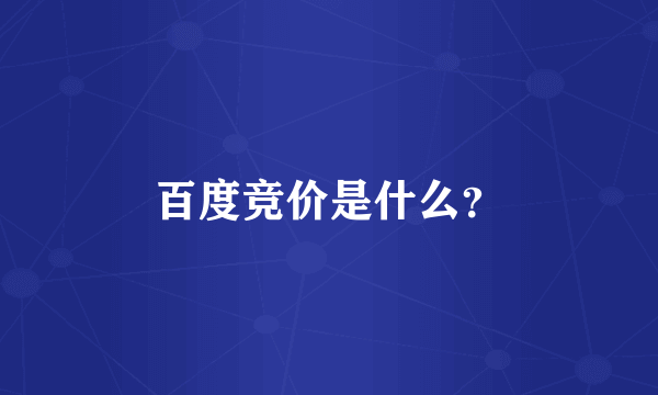 百度竞价是什么？