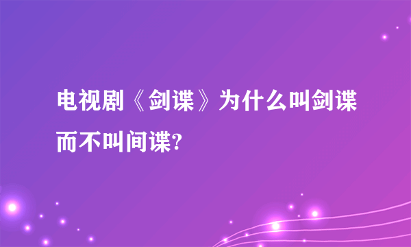 电视剧《剑谍》为什么叫剑谍而不叫间谍?