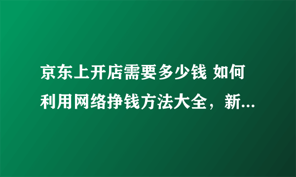 京东上开店需要多少钱 如何利用网络挣钱方法大全，新手必看，告诉你手机赚钱日入50的
