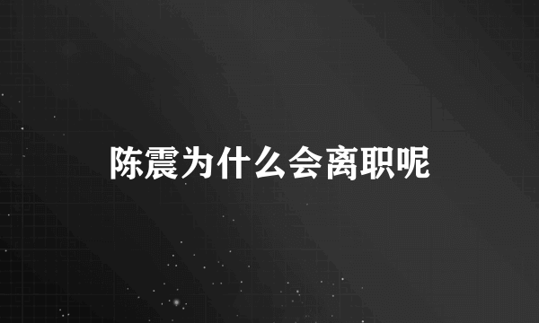 陈震为什么会离职呢