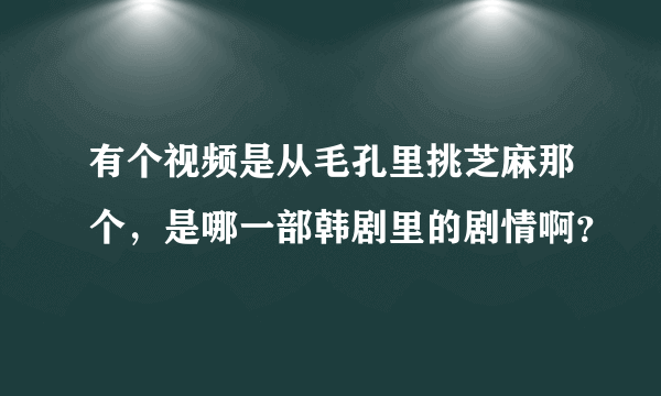 有个视频是从毛孔里挑芝麻那个，是哪一部韩剧里的剧情啊？