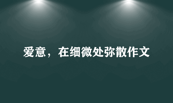 爱意，在细微处弥散作文