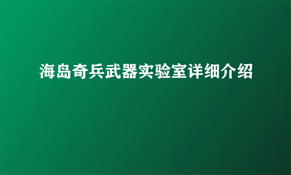 海岛奇兵武器实验室详细介绍